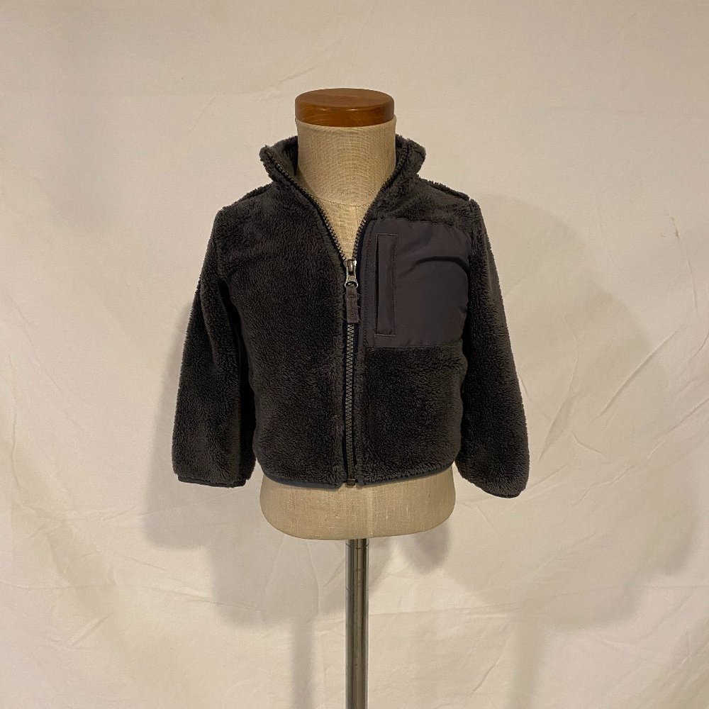 Gray Fuzzy Zip Up - Picture 1 of 3